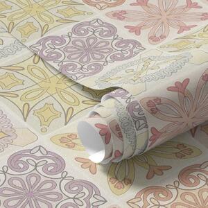 Tapet Ornamente din țiglă geometrică colorată, Tapet flori, a00284 : Uwalls.ro