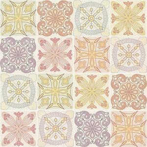 Tapet Ornamente din țiglă geometrică colorată, Tapet flori, a00284 : Uwalls.ro