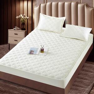 Husa de pat, Topper, 2 persoane, catifea, 140x200cm, 3 piese, cu elastic, alb , HPT401
