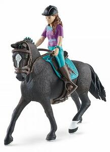 Figurină Schleich 42541 Lisa cu articulațiimobile și cal Storm