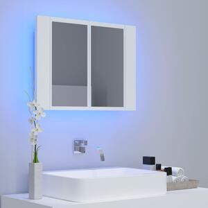Dulap de baie cu oglindă și LED, alb, 60x12x45 cm acril