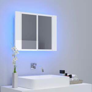 804961 Dulap baie cu oglindă LED alb lucios 60x12x45 cm acril