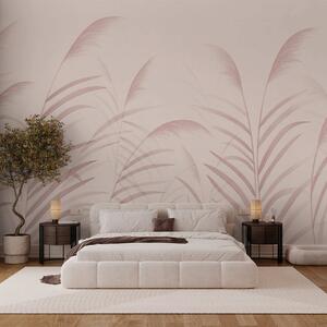 Tapet Ierburi minimaliste în nuanțe delicate de roz, Imagini de fundal unice, w05432v2 : Uwalls.ro