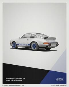 Imprimare de artă Porsche 911 RS - 1973 - White, (40 x 50 cm)