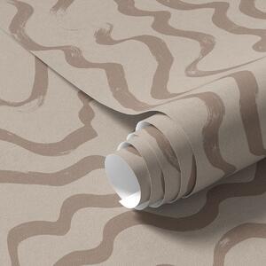 Tapet Linii ondulate de culoare bej pe un fundal deschis, Tapet abstract, a01168v2 : Uwalls.ro