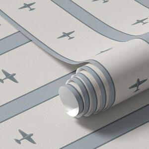 Tapet Avioane mici cu dungi pe fond albastru, Tapet geometrie, Tapet dungi, a01171 : Uwalls.ro