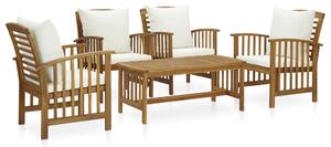 Set mobilier de grădină cu perne, 5 piese, lemn masiv de acacia