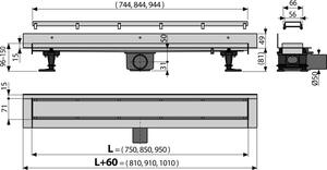Rigola dus faiantabila cu capac doua fete si sifon iesire laterala 950 mm Alcadrain APZ23-DOUBLE9-950 950 mm