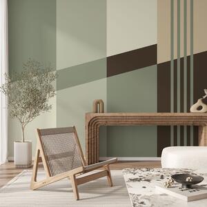 Tapet Modele geometrice discrete, în nuanțe de măslin, bej și maro, Fototapet Geometrie, w05390 : Uwalls.ro