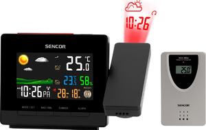 Stație meteorologică Sencor SWS 5400 cu proiecție și senzor fără fir, negru