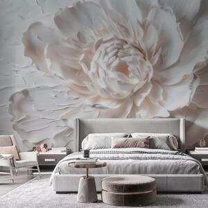 Tapet O floare delicată în basorelief, cu petale netede, în nuanțe deschise, Fototapet 3D, Fototapet 3D Flori, w09861 : Uwalls.ro