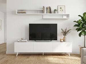 Dulap TV MIYA 150 cm cu polita de perete, alb