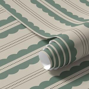 Tapet Dungi verzi ondulate cu linii punctate, Tapet geometrie, Tapet dungi, a01185 : Uwalls.ro