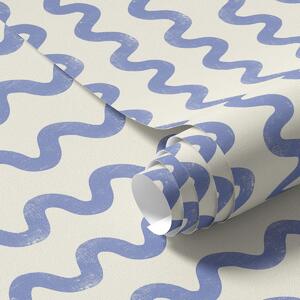 Tapet Model albastru ondulat pe fundal deschis, Tapet abstract, a01187v2 : Uwalls.ro