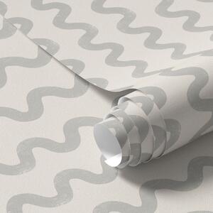 Tapet Model ondulat de culoare gri deschis pe fond crem, Tapet abstract, a01187v3 : Uwalls.ro
