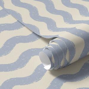 Tapet Model ondulat de culoare albastru deschis pe fundal deschis, Tapet geometrie, Tapet dungi, a01188 : Uwalls.ro