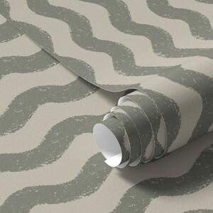 Tapet Model verde ondulat pe fundal deschis, Tapet geometrie, Tapet dungi, a01188v1 : Uwalls.ro