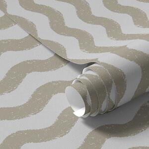 Tapet Model ondulat bej pe fond gri, Tapet geometrie, Tapet dungi, a01188v2 : Uwalls.ro