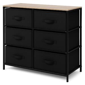 Comoda cu 6 sertare textile, 75x30x69 cm, Negru