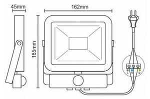LED Proiector cu senzor LED/20W/265V 1800lm alb IP65