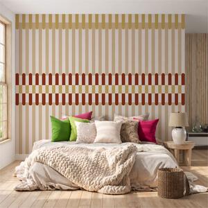 Tapet Model în dungi în nuanțe de bej și teracotă, Fototapet Geometrie, w05150v3 : Uwalls.ro