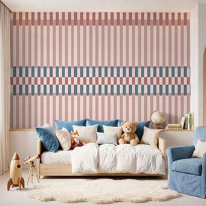 Tapet Model cu dungi în nuanțe de roz și albastru, Fototapet Geometrie, w05150v5 : Uwalls.ro