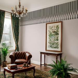 Tapet Bordură decorativă cu ciucuri în nuanțe de verde și gri, Imagini de fundal unice, w05544v2 : Uwalls.ro