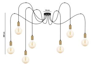 Lustră pe cablu MIROS 7xE27/60W/230V neagră/aurie