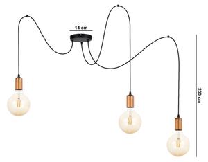 Lustră pe cablu MIROS 3xE27/60W/230V neagră/cupru