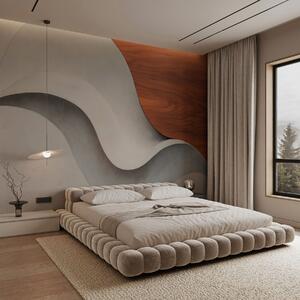 Tapet Valuri abstracte curgătoare, cu accente calde de lemn, într-un design contemporan minimalist, Fototapet Modern, w05599 : Uwalls.ro