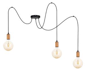 Lustră pe cablu MIROS 3xE27/60W/230V neagră/cupru