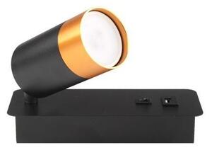 Spot de perete cu încărcător USB 1xGU10/35W/230V negru/auriu