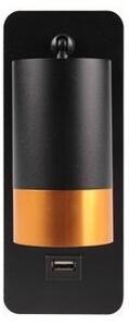 Spot de perete cu încărcător USB 1xGU10/35W/230V negru/auriu