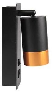 Spot de perete cu încărcător USB 1xGU10/35W/230V negru/auriu