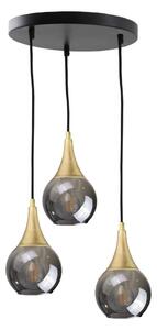 Lustră pe cablu LACRIMA SMOKY 3xE27/60W/230V d. 30 cm
