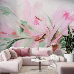 Tapet Stil de pictură florală abstractă, cu tușe delicate în culori pastelate pe un fundal deschis, Fototapet Abstract, w09871v1 : Uwalls.ro