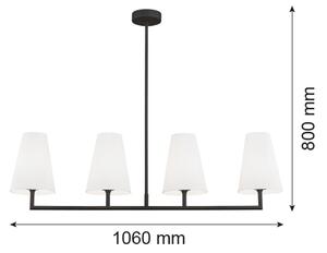 Lustră pe tijă SAFIANO 4xE27/15W/230V negru Argon 1831