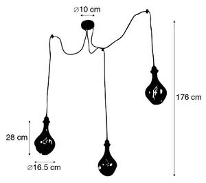 Lampă suspendată neagră 3 lumini cu LED chihlimbar reglabil - Cava Luxe