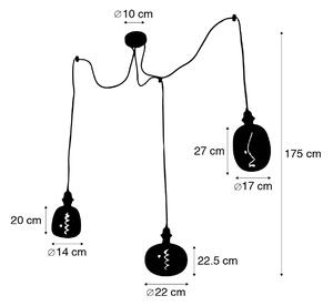 Lampă suspendată aurie cu 3 lumini cu LED reglabil - Cava Luxe