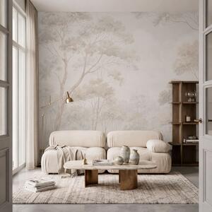 Tapet O pădure blândă și cețoasă, în nuanțe pastelate, Fototapet Natură, w05624v1 : Uwalls.ro