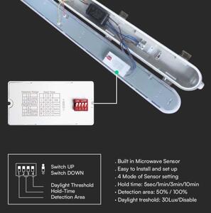 Corp de iluminat LED fluorescent tehnic cu senzor de mișcare LED/36W/230V 6500K IP65 120 cm