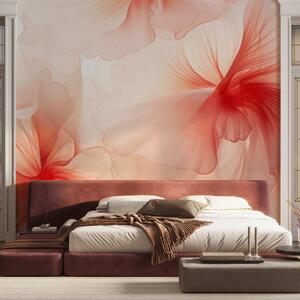 Tapet Flori delicate, cu petale vaporoase și translucide, în stil acuarelă, într-o compoziție florală, Imagini de fundal unice, w05360 : Uwalls.ro