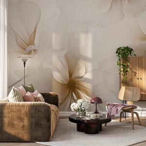 Tapet Flori delicate, cu petale vaporoase și translucide, în stil acuarelă, într-o compoziție florală, Imagini de fundal unice, w05360v1 : Uwalls.ro