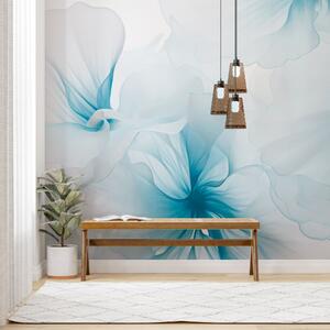 Tapet Flori delicate, cu petale vaporoase și translucide, în stil acuarelă, într-o compoziție florală, Imagini de fundal unice, w05360v2 : Uwalls.ro