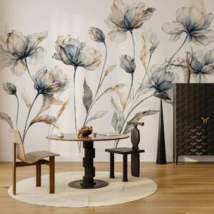 Tapet Flori elegante și aerisite, cu petale translucide dispuse în straturi, pe tulpini lungi și delicate, Fototapet Flori, w05579 : Uwalls.ro