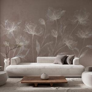 Tapet Flori elegante și aerisite, cu petale translucide dispuse în straturi, pe tulpini lungi și delicate, Fototapet Flori, w05579v3 : Uwalls.ro