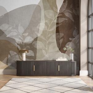 Tapet Forme abstracte în nuanțe de pământ se suprapun cu elemente botanice transparente și opere de artă, Imagini de fundal unice, w09865 : Uwalls.ro