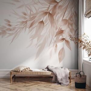 Tapet Iarbă uscată cu textură, iarbă de pampas și frunze, pictate într-un stil delicat, de, Fototapet Natură, Fototapet Frunze, w09868v1 : Uwalls.ro