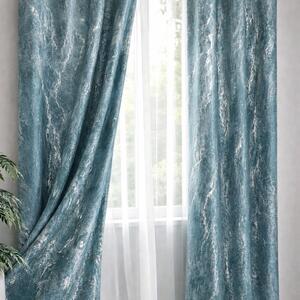 Draperie catifea turcoaz cu insertii argintii 140 x 260 cm Velunia Home – CONFTEX PUCIOASA