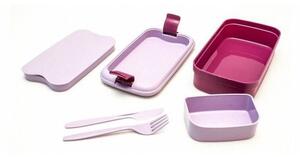 Cutie caserola alimente, plastic, etansa, cu tacamuri, violet, 1.3 L, 23x13x7 cm, Curver